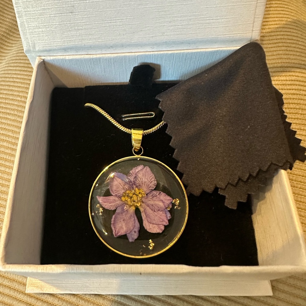 18k gold plated real floral necklace by Mint & Lily